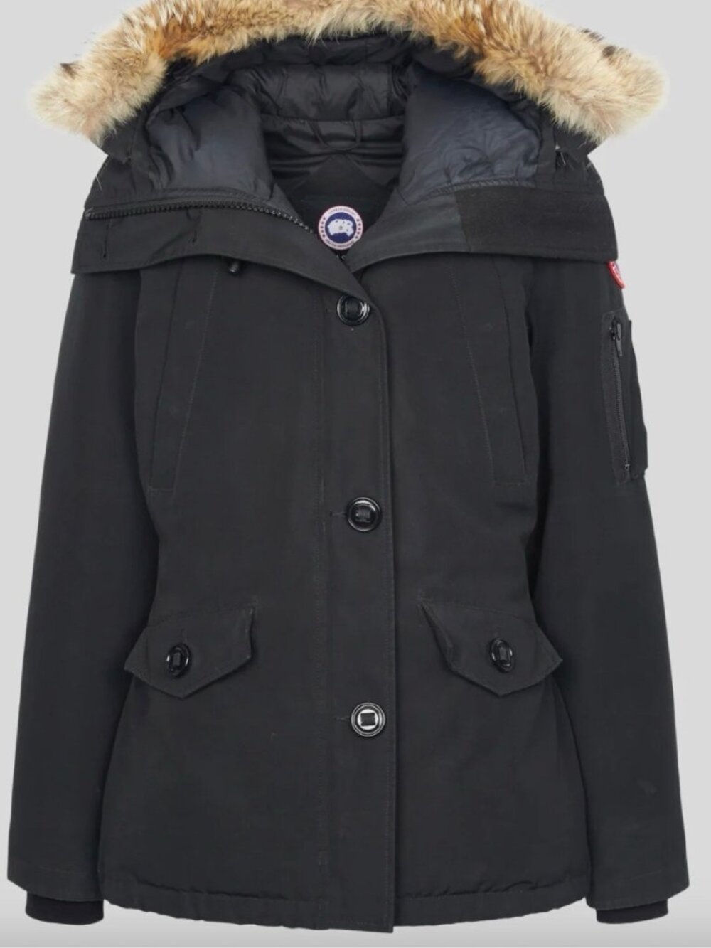 Canada Goose Black Down Parka with Fur Hood Size XS